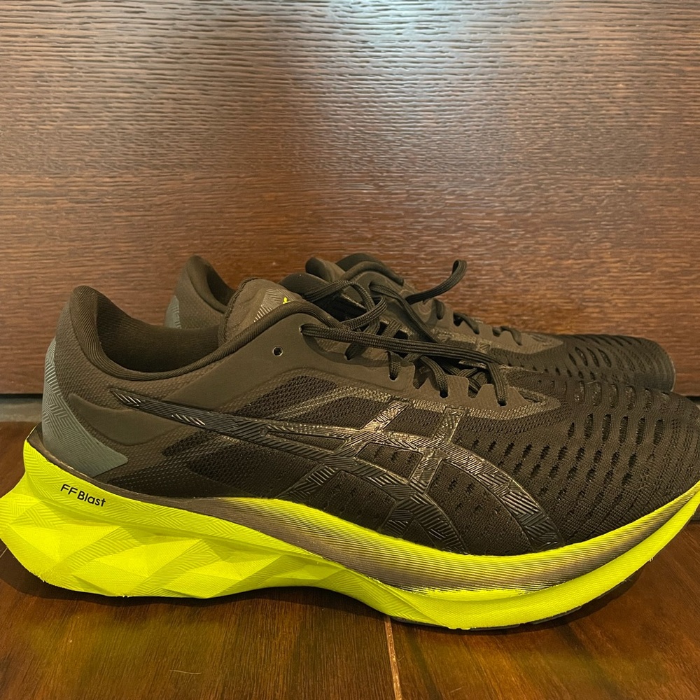 Black and Neon Green Asics FF Blast